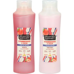 Alberto Balsam Strawberries & Cream - Combiverpakking | 1x Shampoo 350 ml & 1x Conditioner 350ml | Met vitamine B5 & E - Siliconevrij