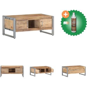 vidaXL Salontafel 95x50x40 cm ruw mangohout - Tafel - Inclusief Houtreiniger en verfrisser