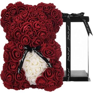 Teddybeer Rozen - Rozen - Geschenkdoos - Rode Wijn - Voor Vrouw - Valentijn Cadeau - Moederdag