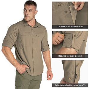 Functioneel overhemd voor heren met UPF50+ UV-bescherming en lange mouwen - Ademend en sportief voor outdoor en vrijetijd gebruik