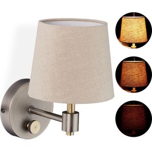 Relaxdays Wandlamp Vintage - Muurlamp Slaapkamer - Dimbaar - E14 Fitting - Lampenkap