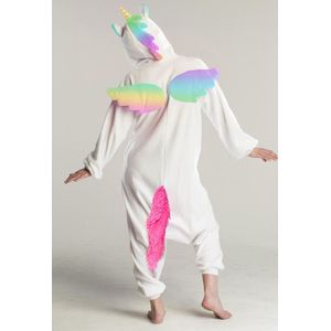 KIMU Onesie Regenboog Pegasus Pakje - Maat 74-80 - Eenhoornpak Kostuum Eenhoorn Unicorn Pak - Peuter Huispak Jumpsuit Pyjama Fleece Meisje Festival