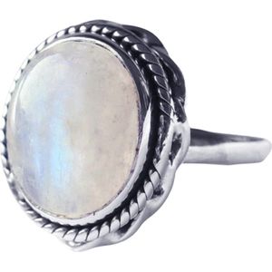 Natuursieraad -  925 sterling zilver maansteen ring maat 18.25 mm - boho edelsteen sieraad - natuursteen ring