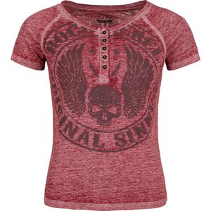 Rock Rebel by EMP bordaux T-shirt met print op de voorkant en knoopsluiting - Dames - S