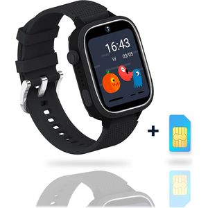 AngelTech Kinder SmartWatch Ultra – Gps Horloge kind – 4G - Smartwatch Kinderen - Slim Size - Inclusief simkaart - GPS tracker kind - 1GB RAM – 8GB ROM - smartwatch kids – School mode – Zwart