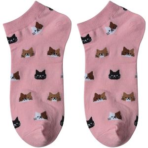 Clayre & Eef Grappige Sokken one size Roze Polyester Katten