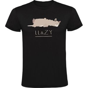 Lama Llazy Heren T-shirt - lui - sloom - rustig - ontspannen - slaap - lief - alpaca - woordspeling - dieren - taal - engels - humor - grappig