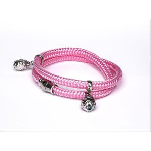 NIEUW - Jolla - dames wikkelarmband - zilver - touw - bedels -  Charm Rope - Roze