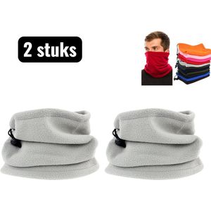 2 stuks - Facemasks - Gezichtsbescherming voor Winter - Fietsmasker - Ademend Fleece Gezichtsmasker voor Skiën en Fietsen - Verstelbare Neuswarmer met Trekkoord - Uniseks Ontwerp - Grijs
