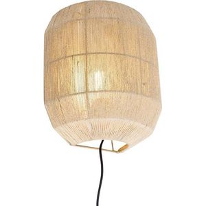 QAZQA riki - Oosterse Wandlamp met schakelaar voor binnen - 1 lichts - D 15 cm - Beige - Woonkamer | Slaapkamer | Keuken
