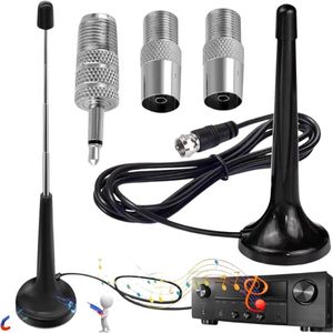 Telescopische DAB FM-Radioantenne - Antenne - 3x Adapters en 3m Verlengkabel - Magnetische Basis