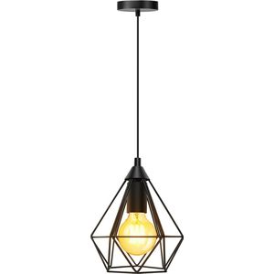LED Hanglamp - Hangverlichting - E27 Fitting - 1-lichts - Retro - Klassiek - Mat Zwart - Aluminium