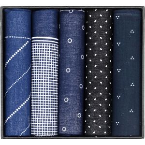 Suitable Zakdoeken 5-Pack Dessin Dark Blue - Katoenen - Cadeauverpakking