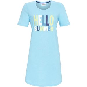 Turquoise nachthemd zomer katoen - Blauw - Maat - 38
