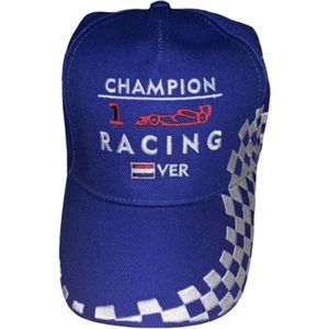 Cap blauw VER Champion Racing met Nederlandse vlag | race supporter fan pet | Grand Prix circuit Zandvoort | Formule 1 fan | Max Verstappen / Red Bull racing supporter | wereldkampioen / kampioen / world champion | racing souvenir