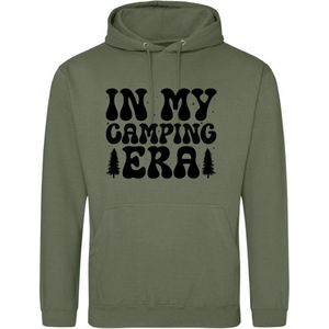 Camping hoodie - Hoodie Army-Legergroen - In my camping era - Dames en Heren - Maat S