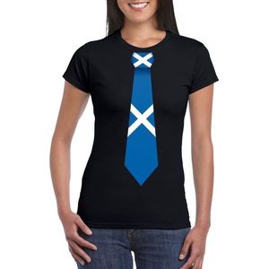 Zwart t-shirt met Schotland vlag stropdas dames S