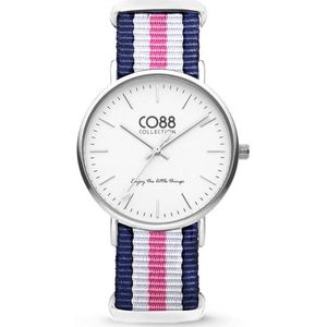 CO88 Collection 8CW-10029 - Horloge - nato nylon - blauw/wit/roze - 36 mm