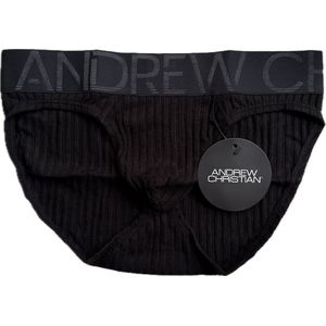 Andrew Christian Essential Rib Brief w/ ALMOST NAKED® Black - MAAT S - Heren Ondergoed - Slip voor Man - Mannen Brief