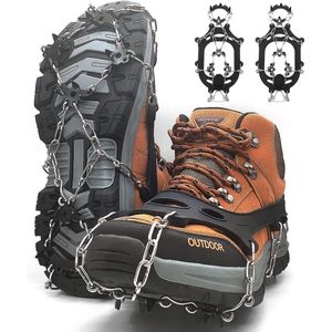 Klimijzers voor bergschoenen, 18 tanden, silicagel, roestvrij staal, spikes voor schoenen, winterschoenspikes, slip-on snowline chainsen Pro voor ijs en winter, outdoor, sport, klimmen