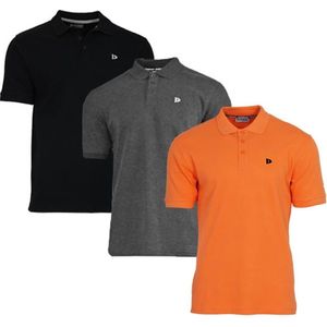 Donnay - Polo Noah - Sportpolo - Zwart/Charcoal/Apricot orange - 3-Pack
