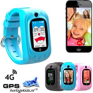 GPSHorlogeKids - GPS horloge kind - smartwatch kinderen - SMS - 4G videobellen - spatwaterdicht - SOS alarm - incl. SIM - TINY Blauw