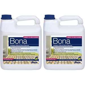 Bona Terrasreiniger Vloeistof 4L (2-pack) - Houtreiniger Buiten - Houtontgrijzer - Intensieve Hout Reiniger