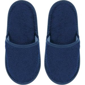 Badslippers Badstof Uni Pure met Zool Marine Navy Maat 38 - 1 Paar