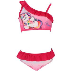 Unicorn / Eenhoorn - Bikini - Rainbow - Fuchsia - maat 98/104