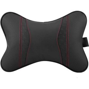 Valentine's Day Present - Neksteunkussen Hoofdsteunkussen Schoner - Milieuvriendelijk - Glad - voor auto Voertuig Andere plaats - Zwart leer rode lijn .