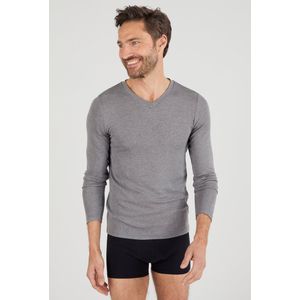 Damart - T-shirt met V-hals en lange mouwen fijn ribgebreid Thermolactyl Sensitive - Heren - Grijs - (94-101) M