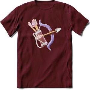 Valentijn pijl en boog Hart T-Shirt | Grappig Valentijnsdag Cadeautje voor Hem en Haar | Dames - Heren - Unisex | Kleding Cadeau | - Burgundy - S