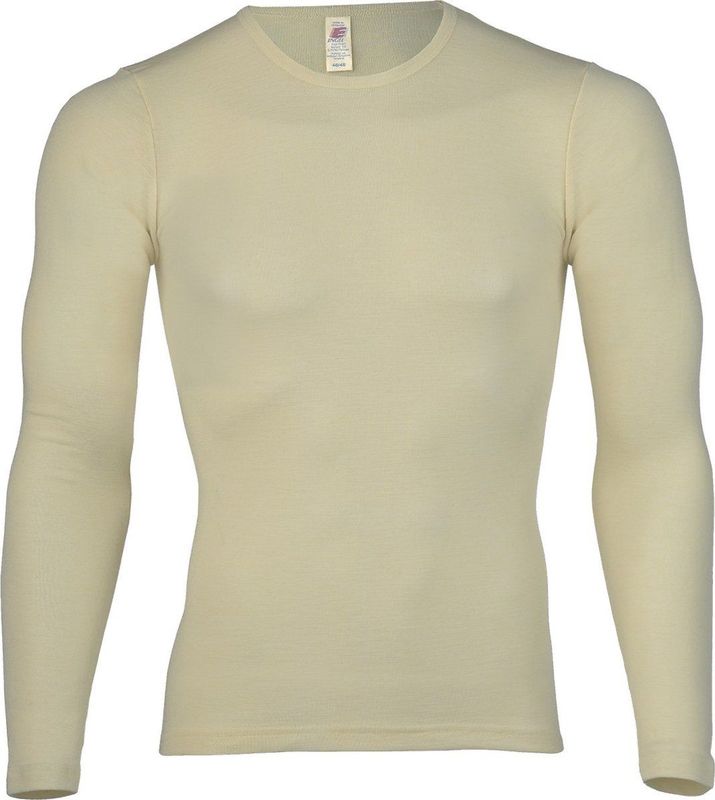 Engel Natur Heren Shirt Lange Mouw Zijde - Bio Merino Wol GOTS - gebroken wit 46/48M