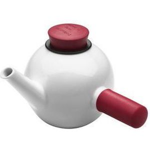 Qdo Theepot Porselein - Rond - Met Zijhandvat - 1 liter - Rood