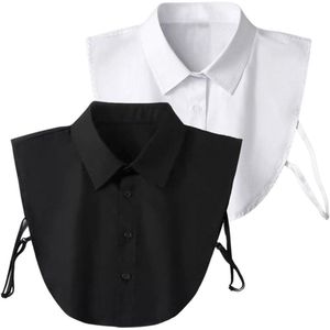 EGoods - Afneembare Valse Kraag in Wit en Zwart voor Dames - Kraag Trim voor Werkkleding en Uniformen met Kant Decoratie