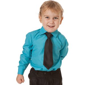 Kinderoverhemd lange mouw turquoise- 92