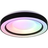 LED Plafondlamp - Plafondverlichting - Trion Aroma - 22W - RGBW - Dimbaar - Aanpasbare Kleur - Afstandsbediening - Sterlicht -  Rond - Mat Zwart - Kunststof