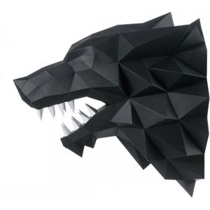 Wizardi 3D papercraft - Weerwolf - Papieren wandsculptuur - Zwart - 40 cm