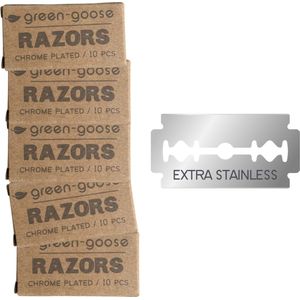 green-goose® Scheermesjes | 100 Stuks | voor Klassiek Scheren | Open Scheermes | Navulmesjes | Duurzaam Verpakt | Double Edge Blades