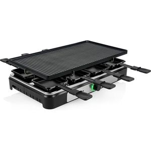 Gourmetstellen 8 Personen - Gourmetset met Pannetjes - Teppanyaki Bakplaat - Steengrill - Raclette - Zwart - Top Kwaliteit