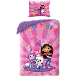 Gabby's Poppenhuis Dekbedovertrek, Party - Eenpersoons - 140 x 200 + 70 x 90 cm - Polyester
