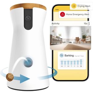 MKSS® Hondencamera - Huisdiercamera - Babyfoon met Camera en App - Baby Monitor - Full HD - Wit