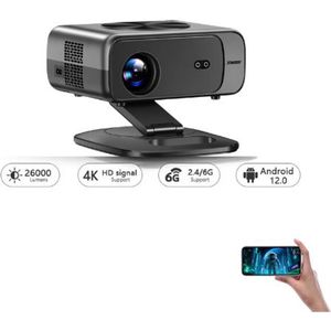 Serolux® - Android & iPhone WIFI Projector – Beamers - Full HD - Dolby Audio - Autofocus & Automatische keystone - 1920×1080P – 30.000 Lumen LED – 8K ondersteuning – 2GB RAM + 32GB ROM – Bluetooth 6 – 28 × 18 × 28 cm - Zwart