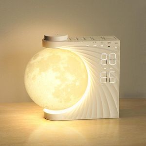 Maanlamp met lichtwekker, dubbel alarm, snooze-functie, weklicht, 10 natuurgeluiden, 8 kleuren