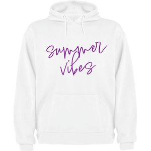 Witte Zomer Hoodie – Summer Vibes in Paars - Design By Eizook