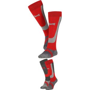 Xtreme - Skisokken Unisex - 4-Pack - Multi Red - Maat 42/45 - Skisokken dames - Skisokken heren