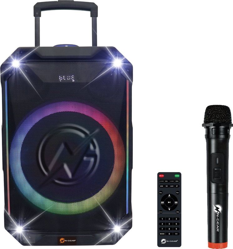 N-GEAR THE FLASH 1040 - Bluetooth Karaoke Speaker - 10 Inch Woofer - Draadloze Microfoon - Krachtige Party Speaker met Lichtshow - 400w