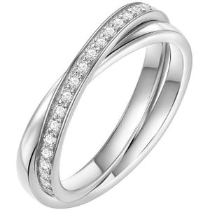 Sterling Zilver - Bandring - Zilver - Zirkonia Wit - Gerhodineerd