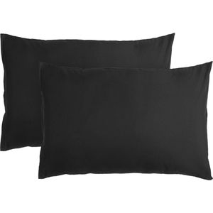 Komfortec Set van 2 Premium Kussenslopen 40x60 cm - Superzachte Kussenhoes – 100% - Geborsteld Polyester - 120g/m²- Zwart