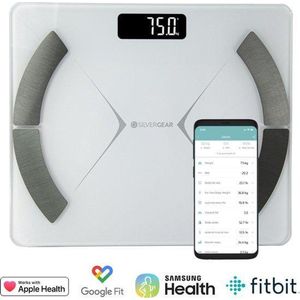 Silvergear Smart Scale met volledige Lichaamsanalyse - Slimme Weegschaal met App - Wit